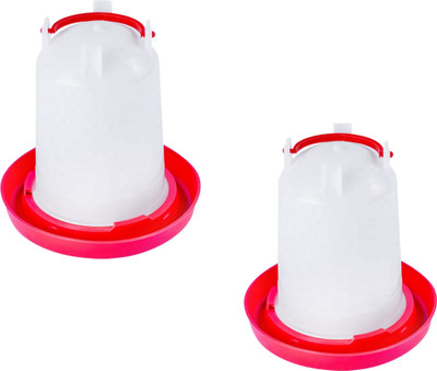 TM&W poultry chicken duck quail chick 1.5kg Feeder-1pcs&1.5Ltr Drinker-1pcs=2pc Common Bird Feeder(Red, White)