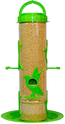 Skybeings Pack of 1 Balcony Outdoor Hanging Large Feeder | 0.9kg Food Capacity | 6 Nozzles Tube Bird Feeder(Green)