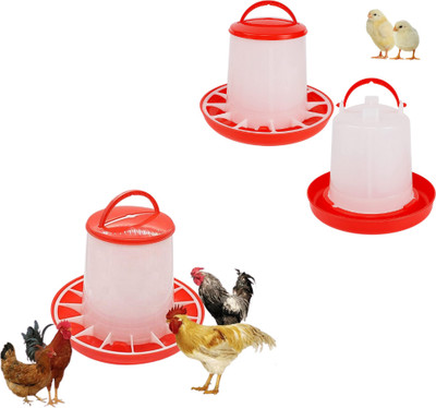 TM&W poultry chicks feeder3 kg 2 PC and drinker 3 ltr 2 pcs combo of 4 PCS, Common Bird Feeder(Red)