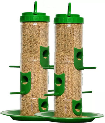PAKSHI DAYA Bird Food Feeder Hanging Balcony Bottle 6 Nozzle with Tray, Window Bird Feeder Window Bird Feeder(Multicolor)