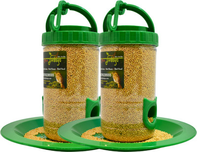 AMIJIVDAYA Small Pack of 2 Tube Bird Feeder(Green)