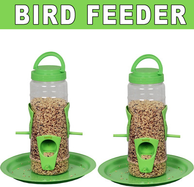 Hallofeed BIRD FEEDER -02 pc (GREEN) Window Bird Feeder(Green)