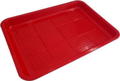 GKI POULTRY GKI_Chick Feeding Tray Rectangle_Pack of 1 Common Bird Feeder(Red)