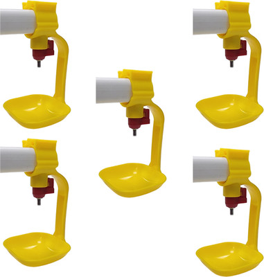 GKI POULTRY J type Nipple with square drip cup (Pack of 5) Common Bird Feeder(Yellow)