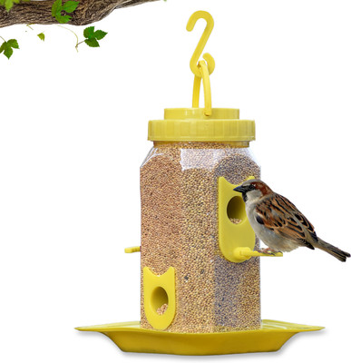 AMIJIVDAYA Pack of 4 Small Hexagone Tube Bird Feeder(Yellow)
