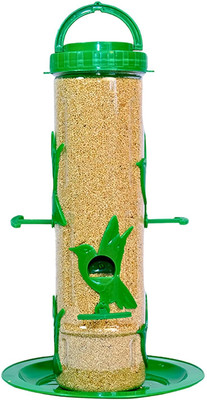 AMIJIVDAYA Large Bird Food Feeder with Holding Handle Pack of 4 Window Bird Feeder Bird Feeder(Clear, Green)
