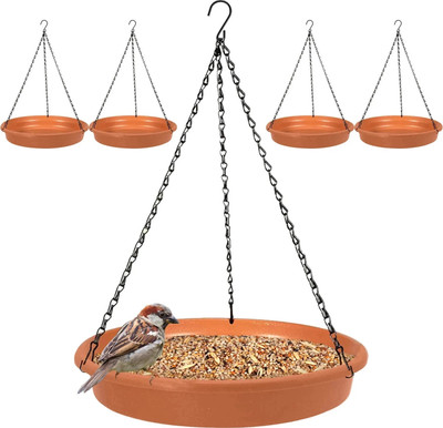 BIRDSHALA Hanging BirdFeeder Pack of 2 for Water Seed & Bath Trey | Balcony,Trees,Garden Window Bird Feeder Bird Feeder(Brown)