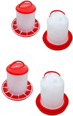 TM&W poultry chicken duck quail chicks 3 kg Feeder-1pcs& 3 Ltr Drinker-1pcs=2pcs, Common Bird Feeder(Red)