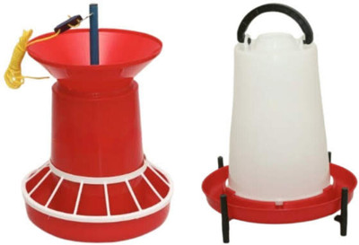 Royal Sri 4 kg Chicken Feeder set and 4 Ltr Chicken Drinker (total 2 nos) Tube Bird Feeder(White, Red)