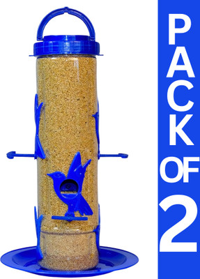 Skybeings Pack of 2 Balcony Outdoor Hanging Large Feeder | 0.9kg Food Capacity | 6 Nozzles Tube Bird Feeder(Blue)