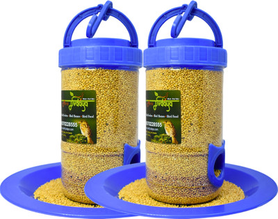 AMIJIVDAYA Small Pack of 2 Tube Bird Feeder(Blue)