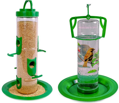 PAKSHI DAYA Automatic Bird Food and Water Feeder Combo Hanging, Balcony with Tray Window Bird Feeder(Green)