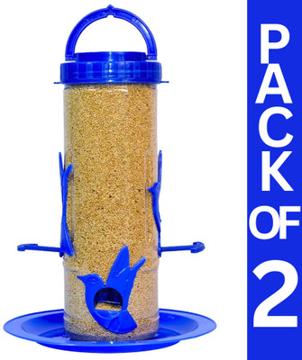 Skybeings Pack of 2 Balcony Outdoor Hanging Medium Feeder | 0.8kg Food Capacity | 4 Nozzle Tube Bird Feeder(Blue)