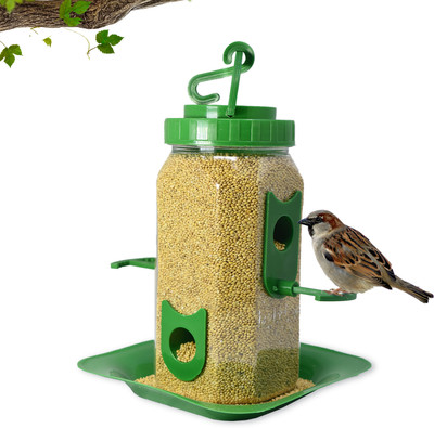 AMIJIVDAYA Pack of 2 Small Hexagone Tube Bird Feeder(Green)