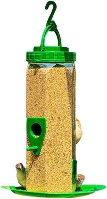Skybeings Pack of 1 Hexagone Outdoor Hanging Feeder | 1.5kg Food Capacity | 4 Nozzle Tube Bird Feeder(Green)