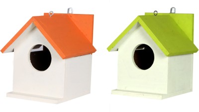 ganga enterprise Bird House Bird Nest for Sparrow and other Garden Birds Pack of 2 Nest Diffrent Color Bird House(Wall Mounting, Hanging)