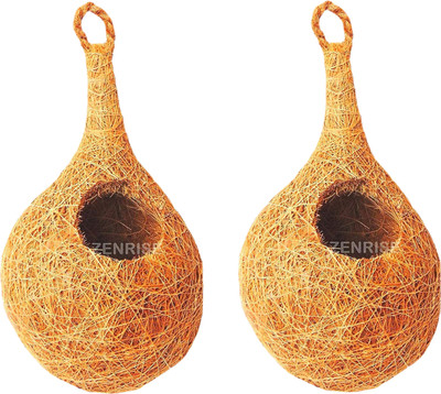 ZENRISE Sparrow Coir bird nests of 2 Bird House(Hanging, Tree Mounting, Wall Mounting)