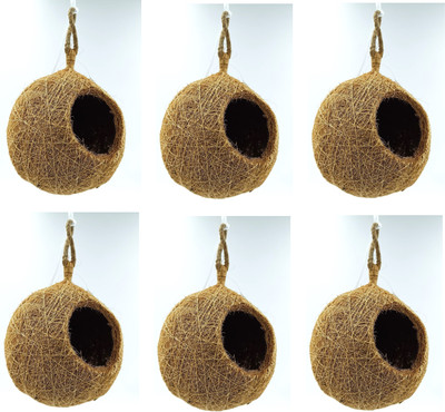 Omiyage 6 Pack Round Jute Bird Nests - Eco-Friendly Sparrow Homes (Hanging) Bird House(Hanging)