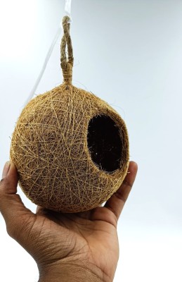 Omiyage Jute Bird Nest for birds Medium,Small Birds like Finches&Java Sparrows(1 Nest) Bird House(Hanging)