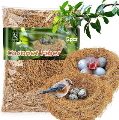 BIRDSHALA Coconut Fiber for Bird Nest Sparrow, Budgie, Lovebird Bird House(Free Standing)
