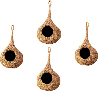 LIVEONCE safest round organic bird nest pack of 4 Bird House(Hanging)