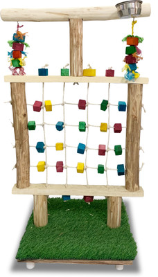 CONGO NATURAL PARROT TREAT 3.2 FT/ 97cm Color Net Stand Training Exercise Made with Natural Wood Bird Play Stand