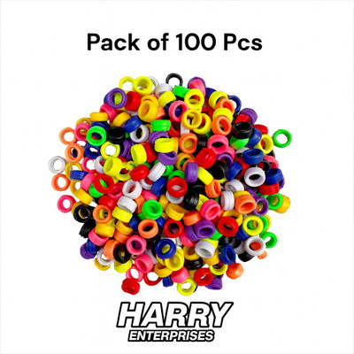 harry enterprises Hard Rubber Multicolours 100 pcs Pigeon Foot Ring Bird Shoulder Guard(M)