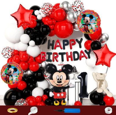 Choice Corner 1st Birthday Decoration Kit Micky Theme Combo Balloons Arche For Kids Party(Set of 116)