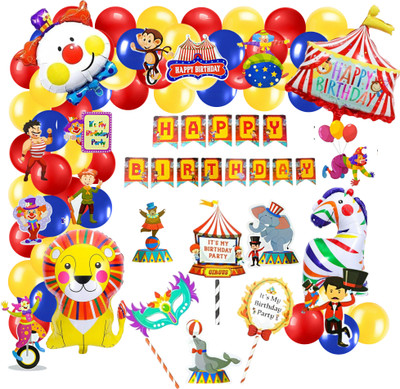 FLICK IN 83pcs Circus Theme Birthday Decoration Items For kIds Carnival Birthday Décor(Set of 83)