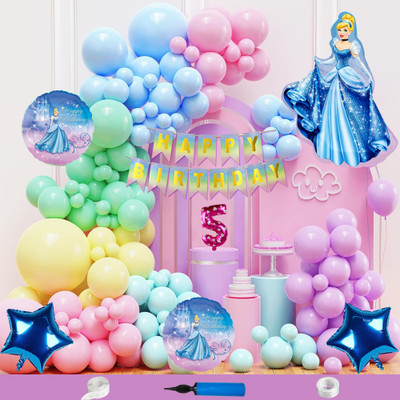 Crazykart Cinderella Theme 5th Fifth Birthday Decoration Kit For Girls Party Balloon Items(Set of 110)