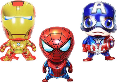 PARTY BREEZE Solid superheros avengers theme birthday decorations items combo kit balloons Balloon(Blue, Red, Pack of 3)