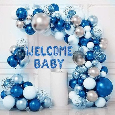 DECOR SPARKS 53Pcs Welcome Baby Decoration Set | Blue Balloon Arch Kit for Boy