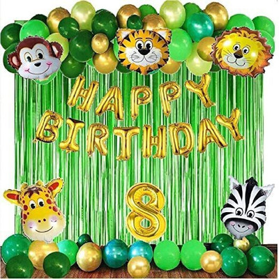 BBG BBG_JUNGLE THEME 8th Birthday Party Decoration Items or Kit for Kids - 50 pcs