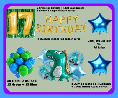 Magic Window Z_xNewest_Dinosaur GI 40 pc Birthday Combo Kit Gold No.17 Balloon(Set of 40)