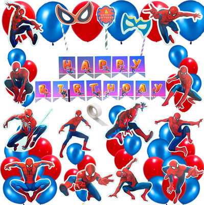 FLICK IN Spiderman Theme Birthday Decoration Cutouts Props Spider Man Birthday Decoration(Set of 57)