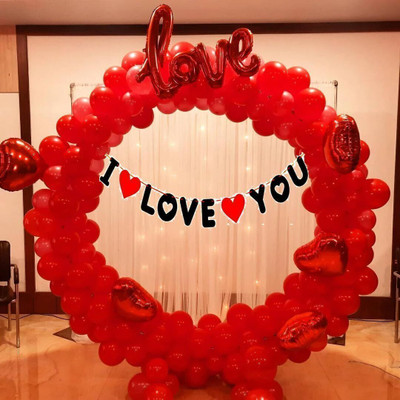 SKYWINS I Love You and Heart Shape Foil Balloons Decoration Kit(Set of 57)