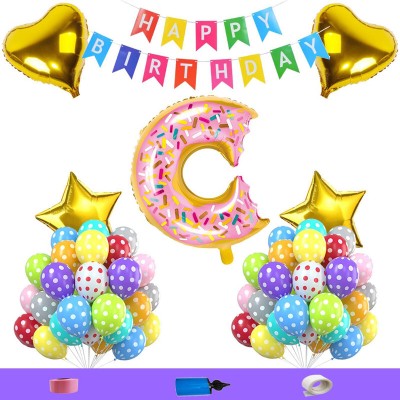 Bubble Bells happy birthday candy donuts theme decorations kit items pack for girls boys kids(Set of 80)