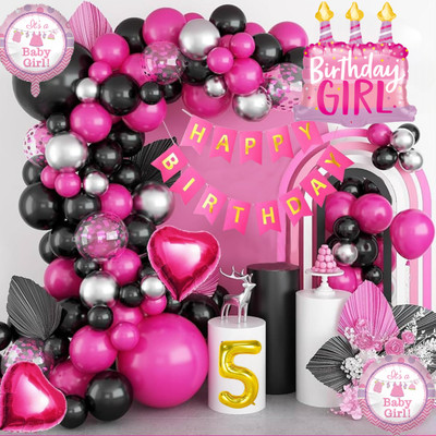 Inispire2Fashion Happy Birthday Pink Theme Decoration Set Tranform your Space.(Set of 52)