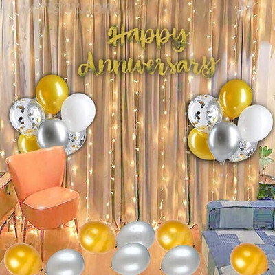 Tejal Trader Golden Theme Happy Anniversary Items Kit Combo For Husband & Wife