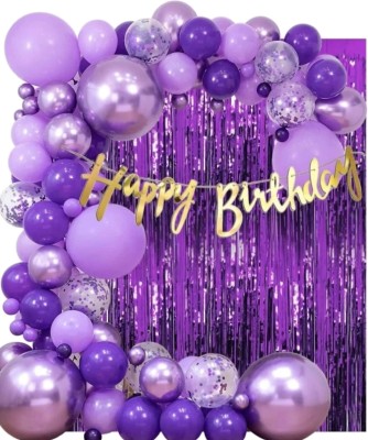 Zebra finch Purple Balloons, Happy Birthday Cursive Banner Decoration Kit(Set of 36)