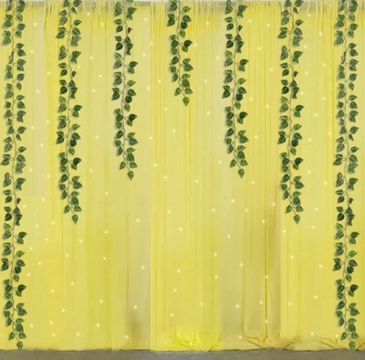 FLIPZONE Yellow Net Haldi Items for Marriage/Diwali/Room Decorations with Leaves(Set of 8)