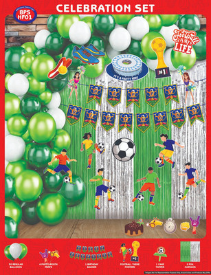 Maa Arts And Crafts Football Birthday Decoration Combo Set - 53 Pcs Kit | Banner, Balloons, Cake Top
