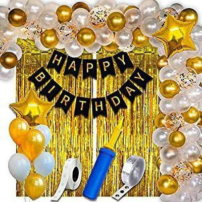 PARTY MIDLINKERZ Printed Happy Birthday Decoration kit Combo - 61 Pcs for Birthday Decor(Set of 63)