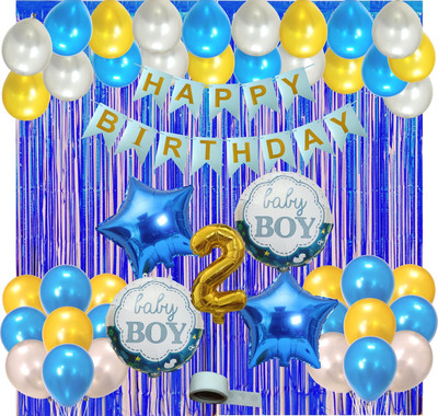 Agk 2nd birthday decorations kit for baby boy / Second Happy birthday Balloon Kit(Set of 51)