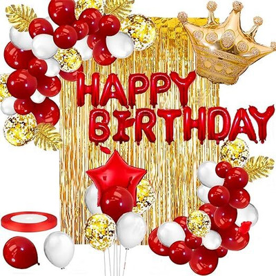 groovy dudz Red Birthday Decoration Items - 48 Pcs Birthday Decorations(Set of 48)