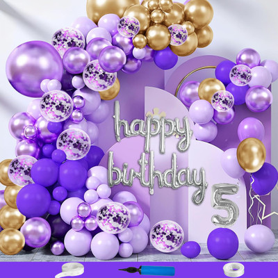 Crazykart Fifth 5th Happy Birthday Decoration Kit Combo For Party Decoration Items Balloon(Set of 85)