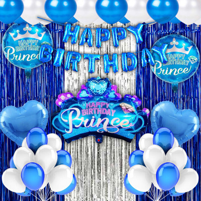 Crazykart Happy Birthday Combo Kit For Party Decoration Items Prince Crown Theme(Set of 39)