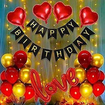 PARTY MIDLINKERZ I Love You Birthday Decoration kit items combo 39 Pcs for birthday combo pack(Set of 39)
