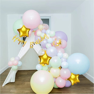 BBG BBG_theme Birthday Decoration items kit Combo with Led & White curtain(Set of 53)
