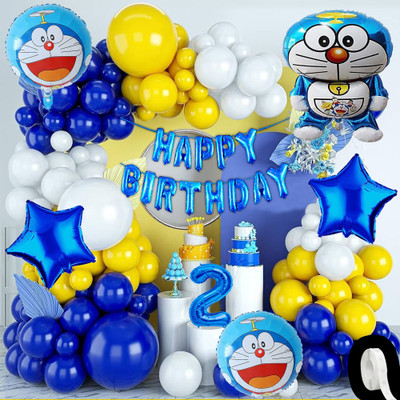 Choice Corner Happy 2nd Birthday Decoration Combo Doraemon ThemeFor Kids Boys Party Decoration(Set of 53)
